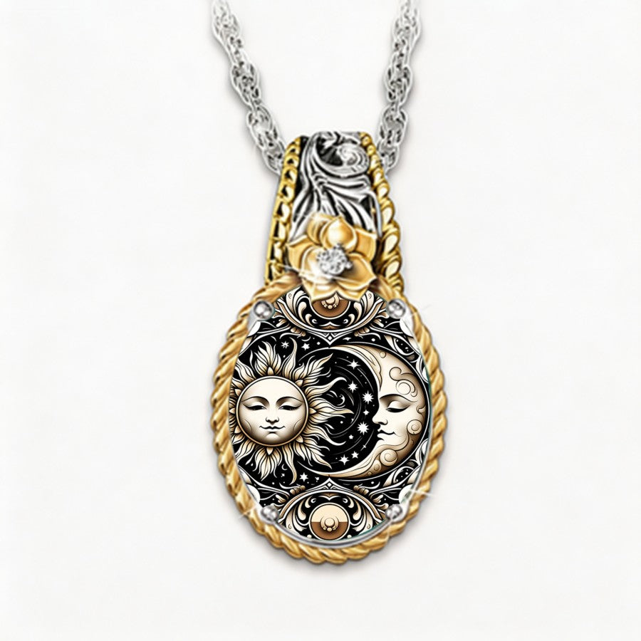 Celestial Sun & Moon Teardrop Necklace
