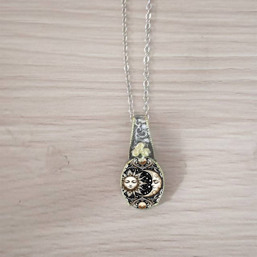 Celestial Sun & Moon Teardrop Necklace
