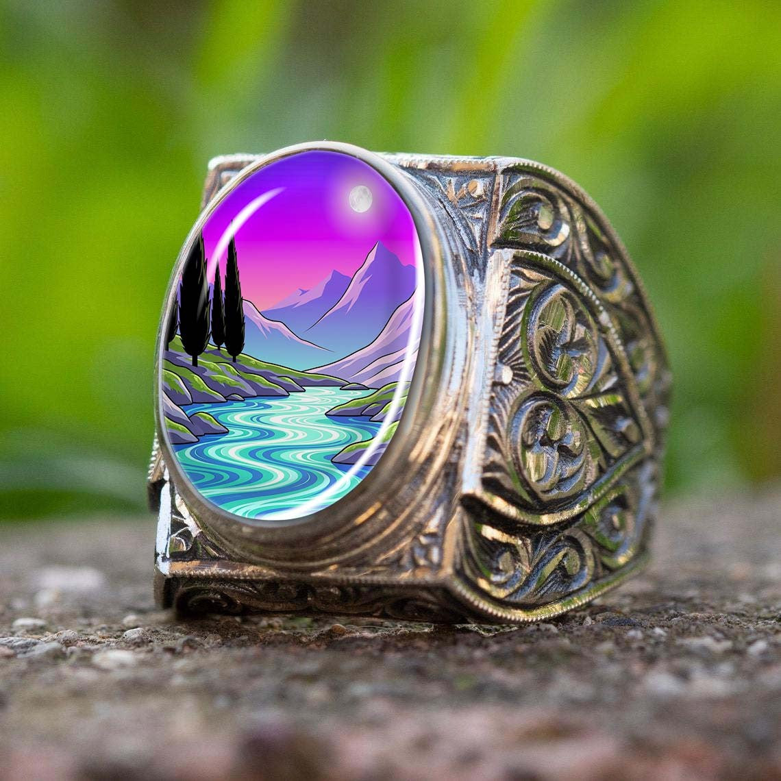 Mountain Landscape Statement Ring