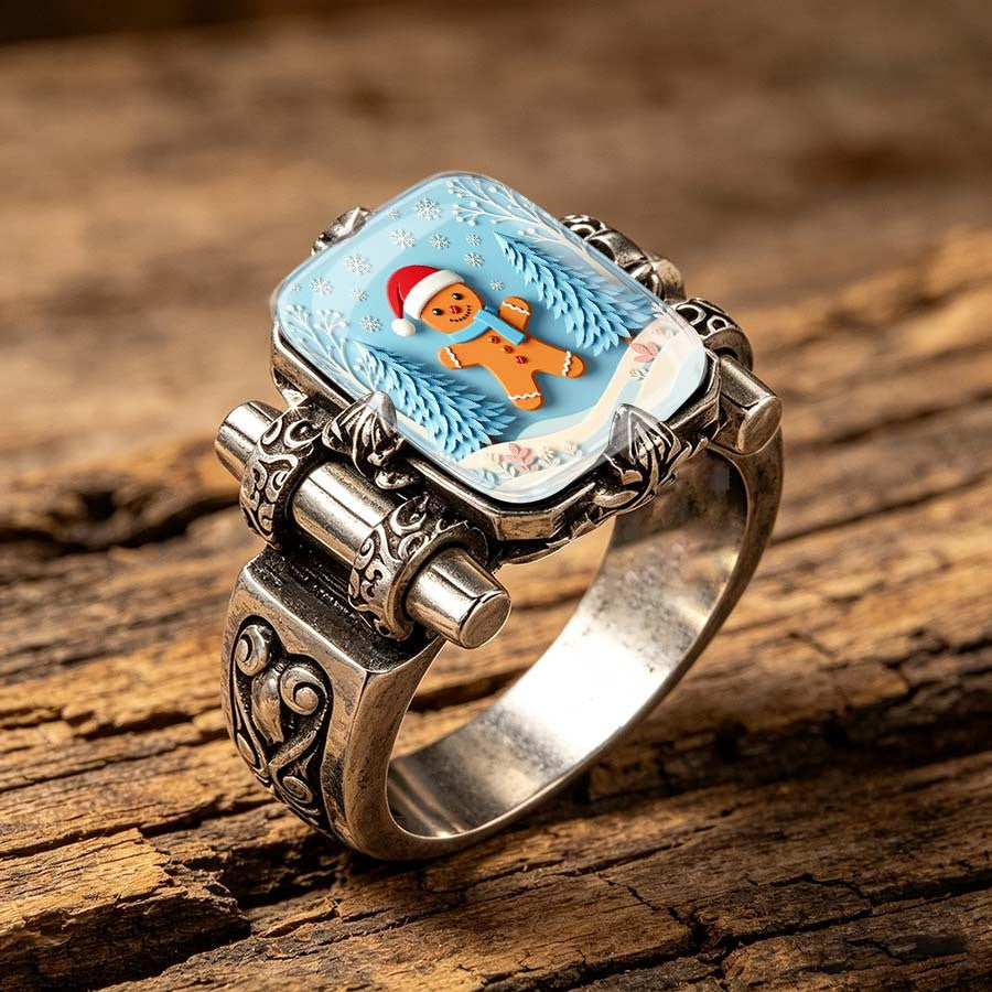 Winter Gingerbread Scene Ring