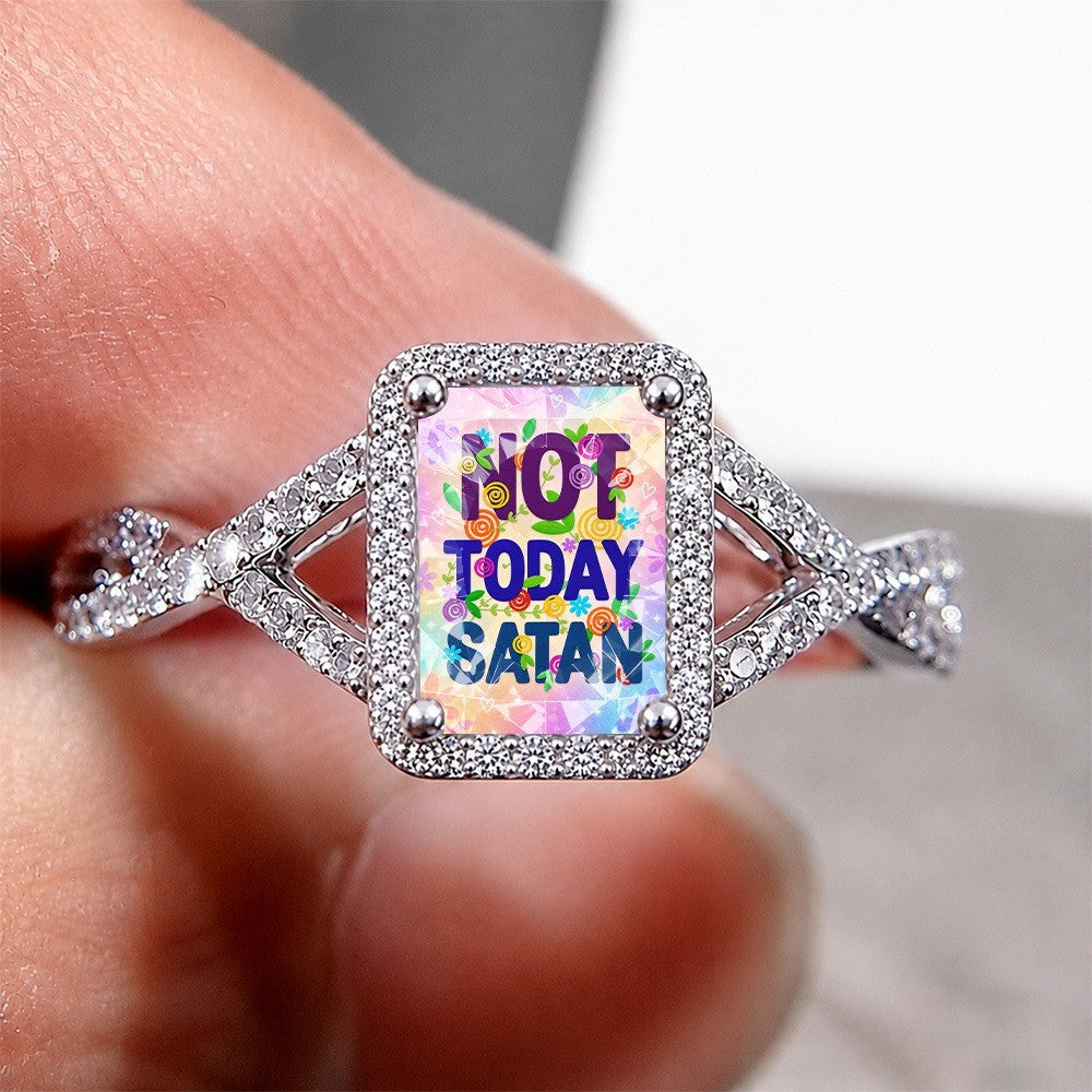 Not Today Satan Quote Square Ring