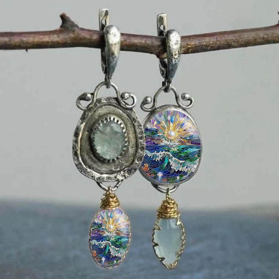 Sunrise & Sea Asymmetrical Earrings