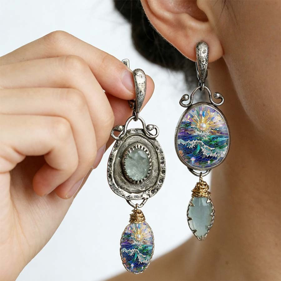 Sunrise & Sea Asymmetrical Earrings