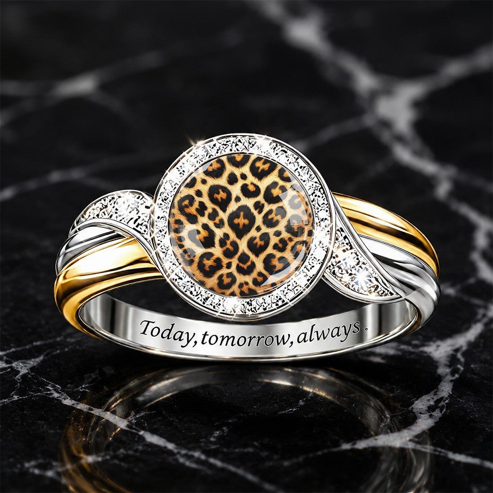 Leopard Print Crystal Wrap Ring