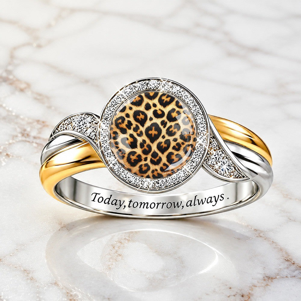 Leopard Print Crystal Wrap Ring