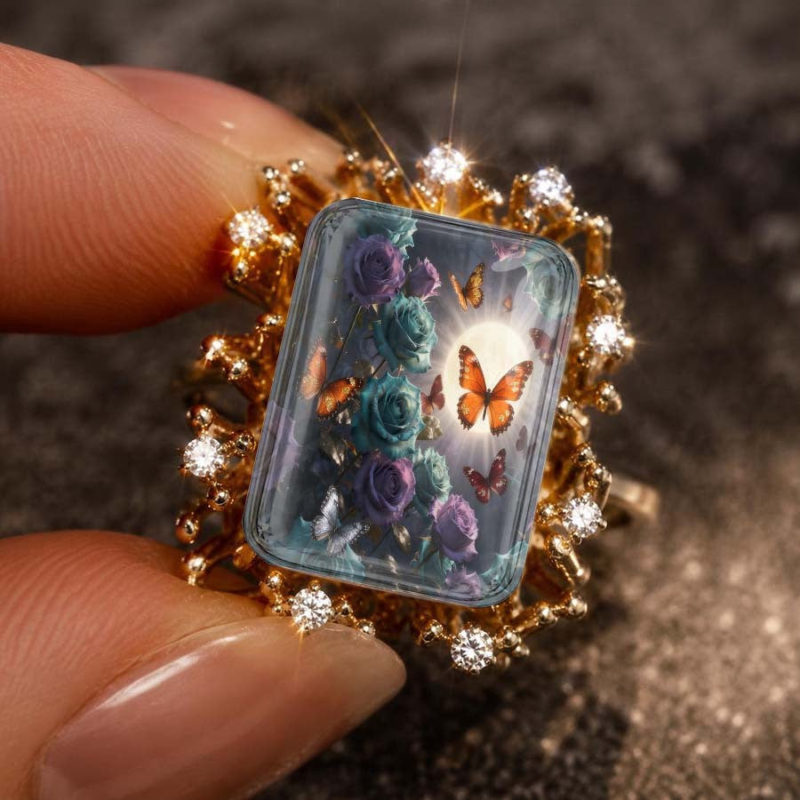 Moonlight Butterfly Square Ring