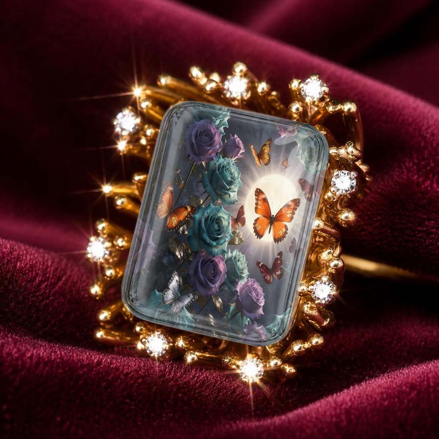 Moonlight Butterfly Square Ring