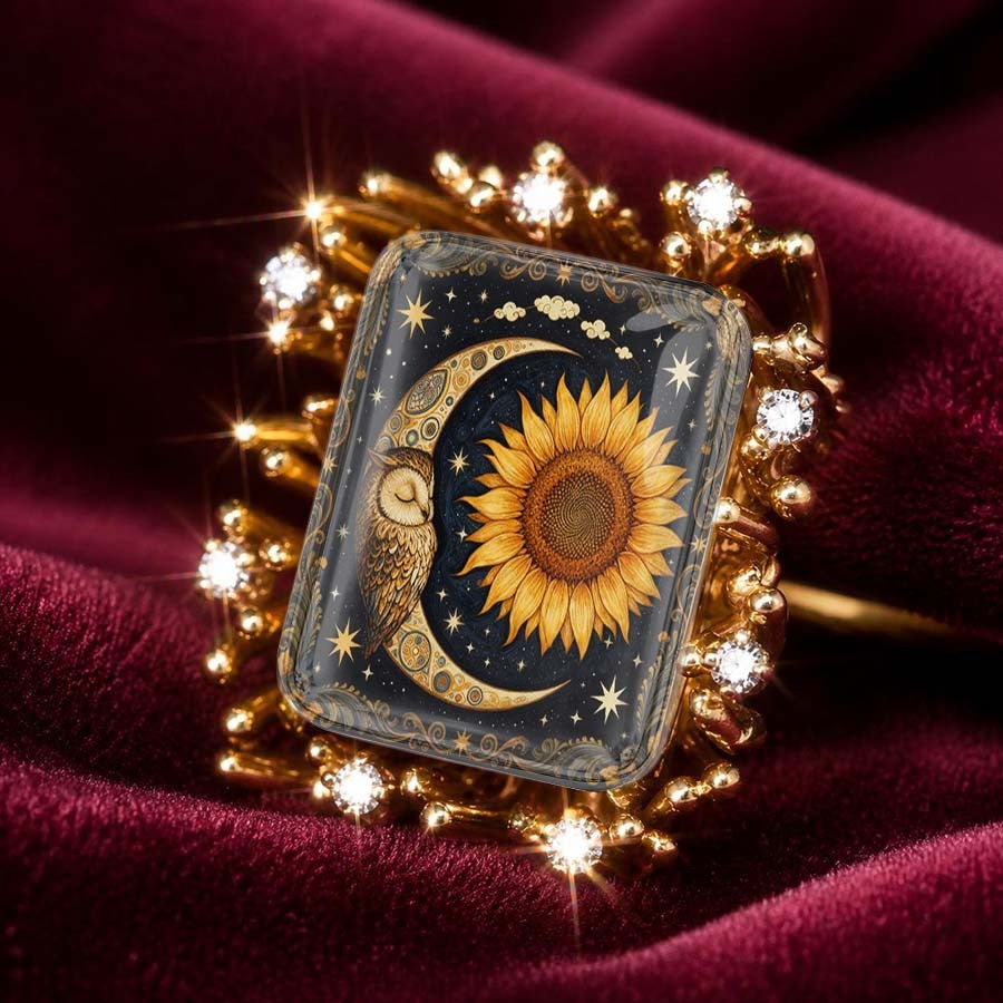 Sunflower & Moon Statement Ring