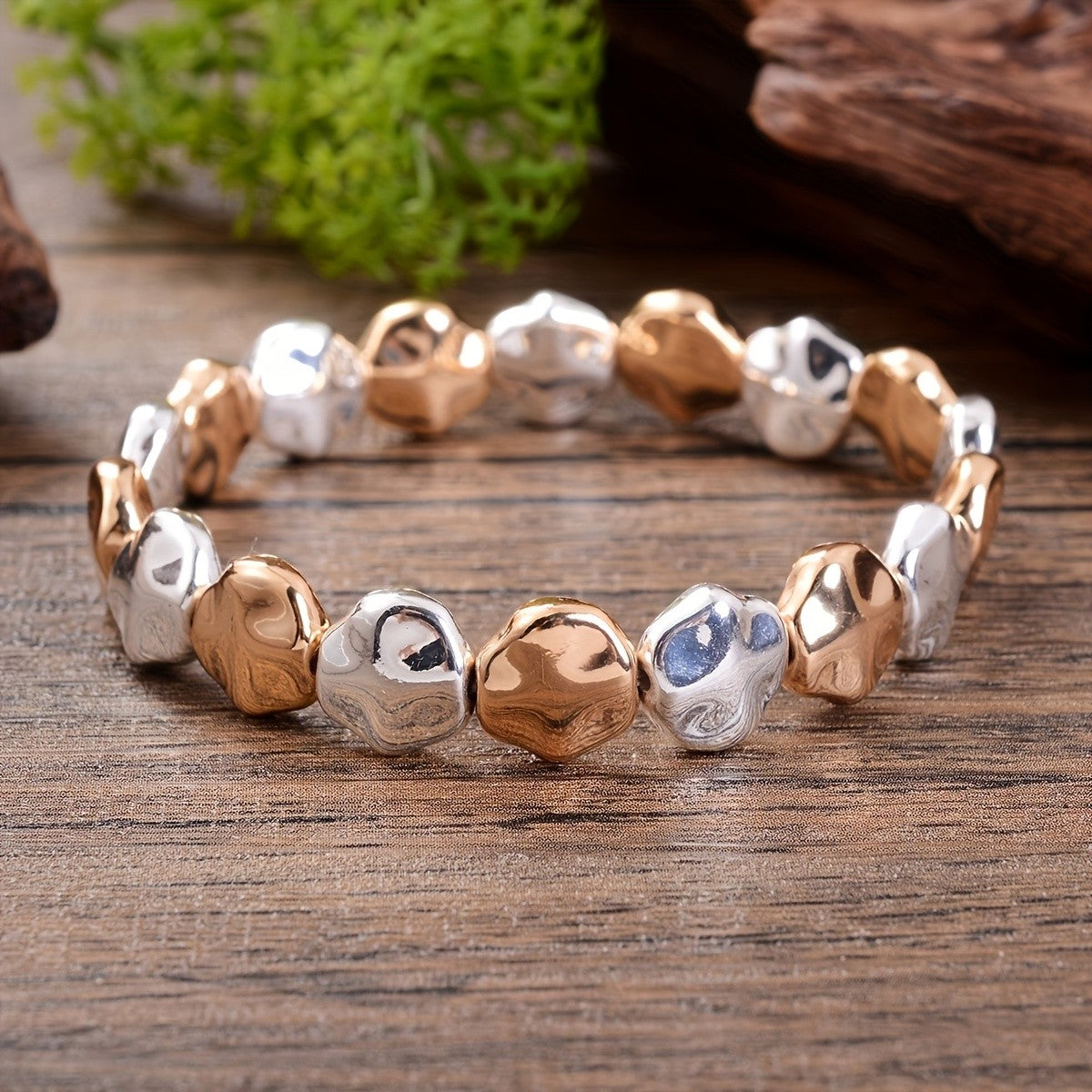 Two-Tone Irregular Link Bracelet
