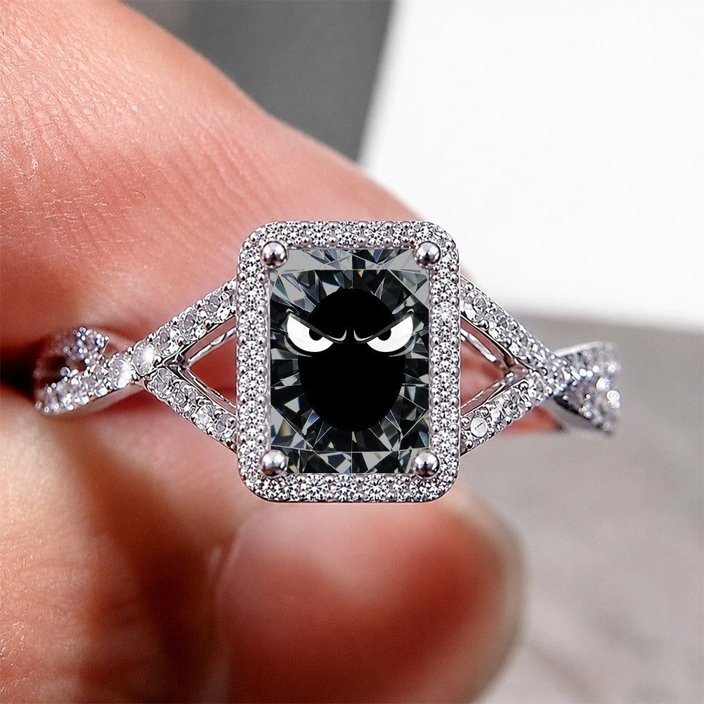 Fierce Eyes Square Statement Ring