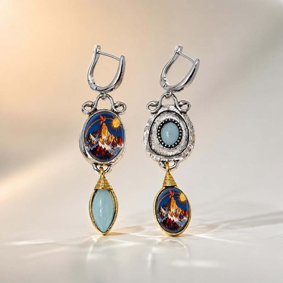 Mountain Sunrise Asymmetrical Earrings
