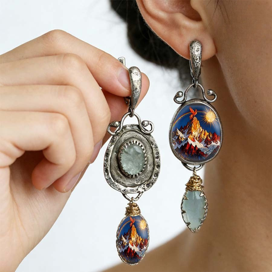 Mountain Sunrise Asymmetrical Earrings