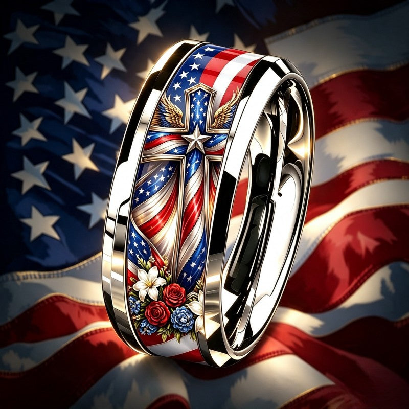 Patriotic Cross & Floral Ring