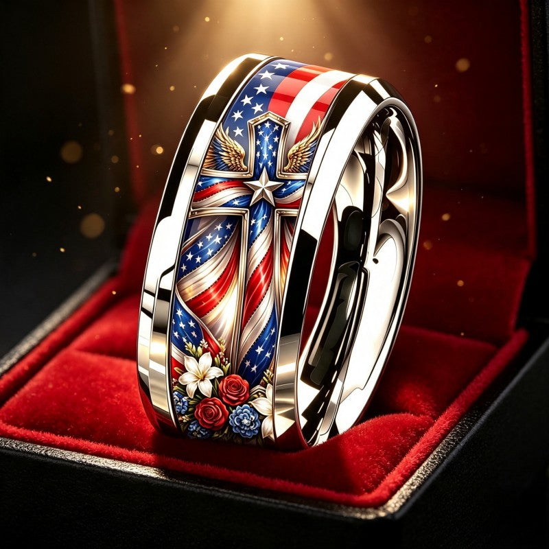 Patriotic Cross & Floral Ring