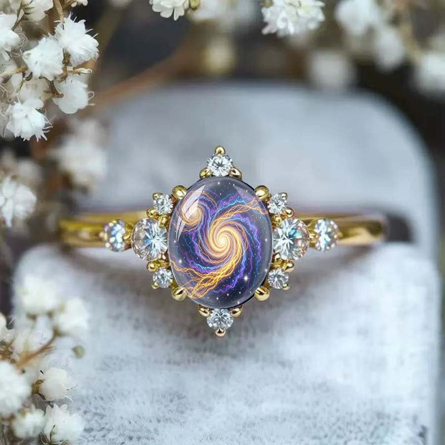 Galaxy Swirl Oval Ring