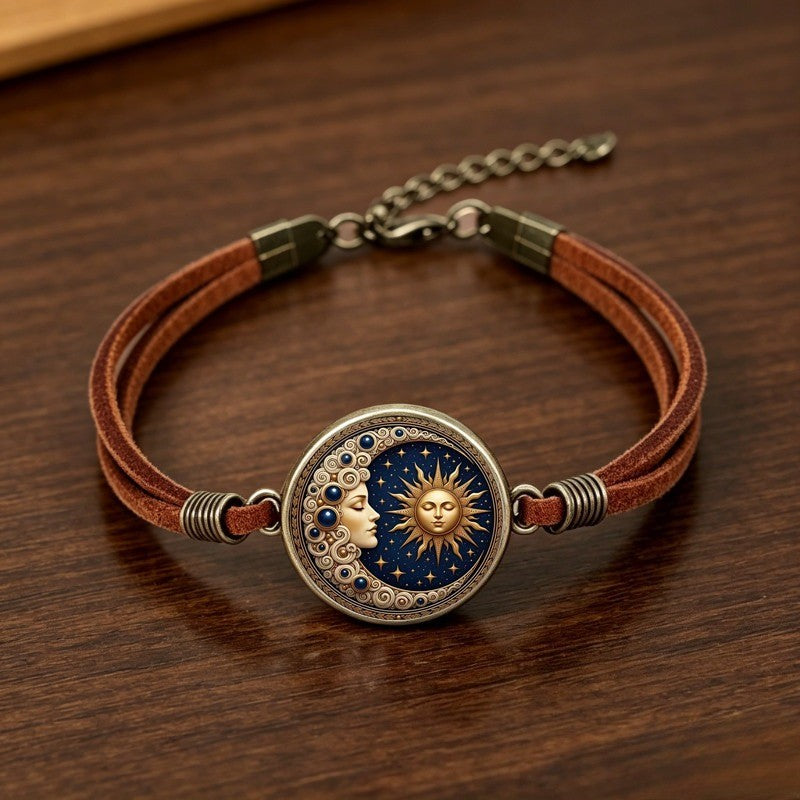 Celestial Sun & Moon Face Bracelet