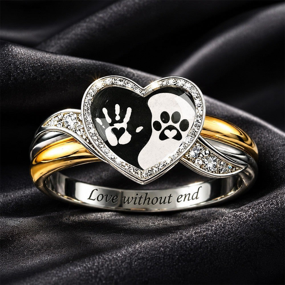 Handprint & Paw Heart Ring