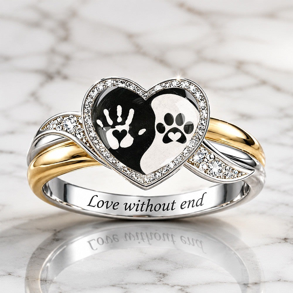 Handprint & Paw Heart Ring