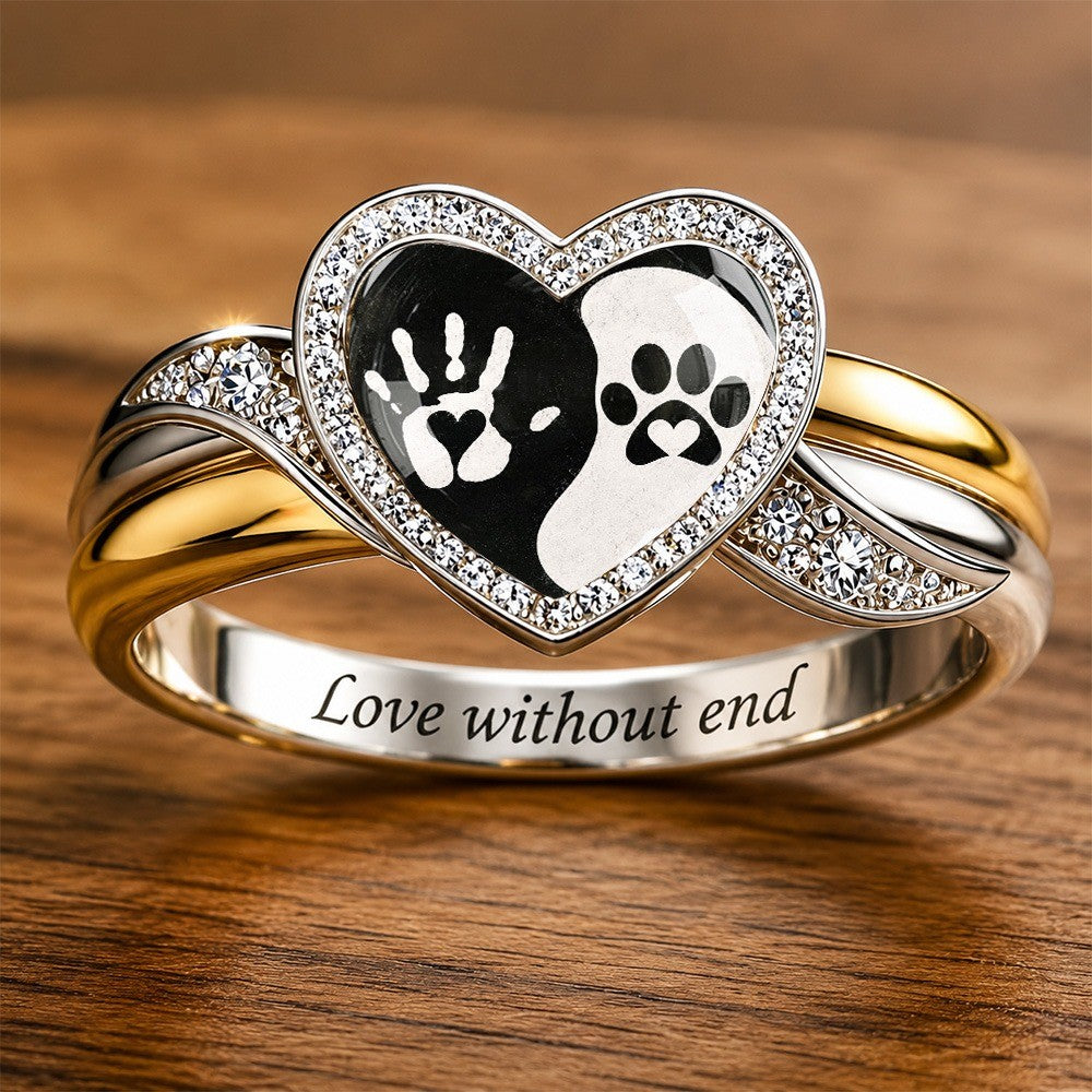 Handprint & Paw Heart Ring
