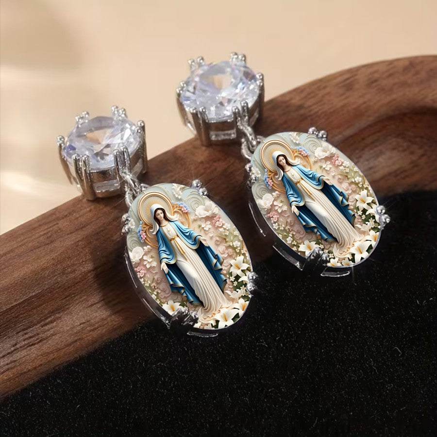 Floral Madonna Oval Earrings