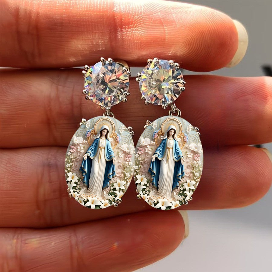 Floral Madonna Oval Earrings