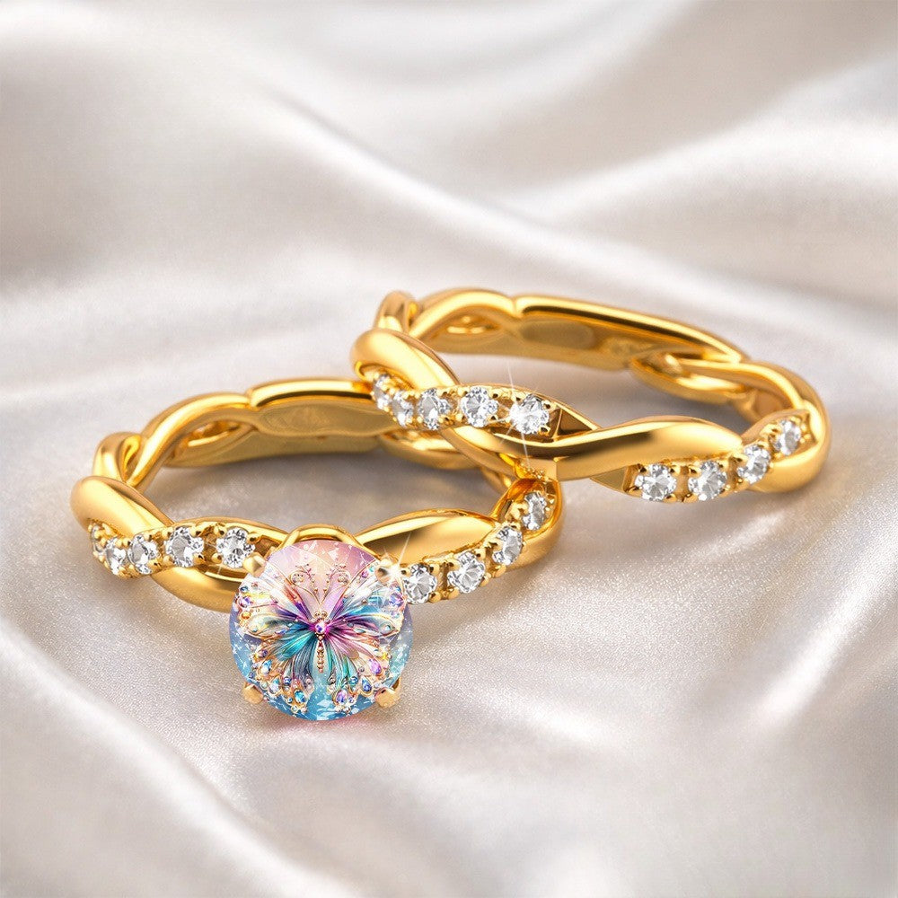 Iridescent Butterfly Twisted Band Ring