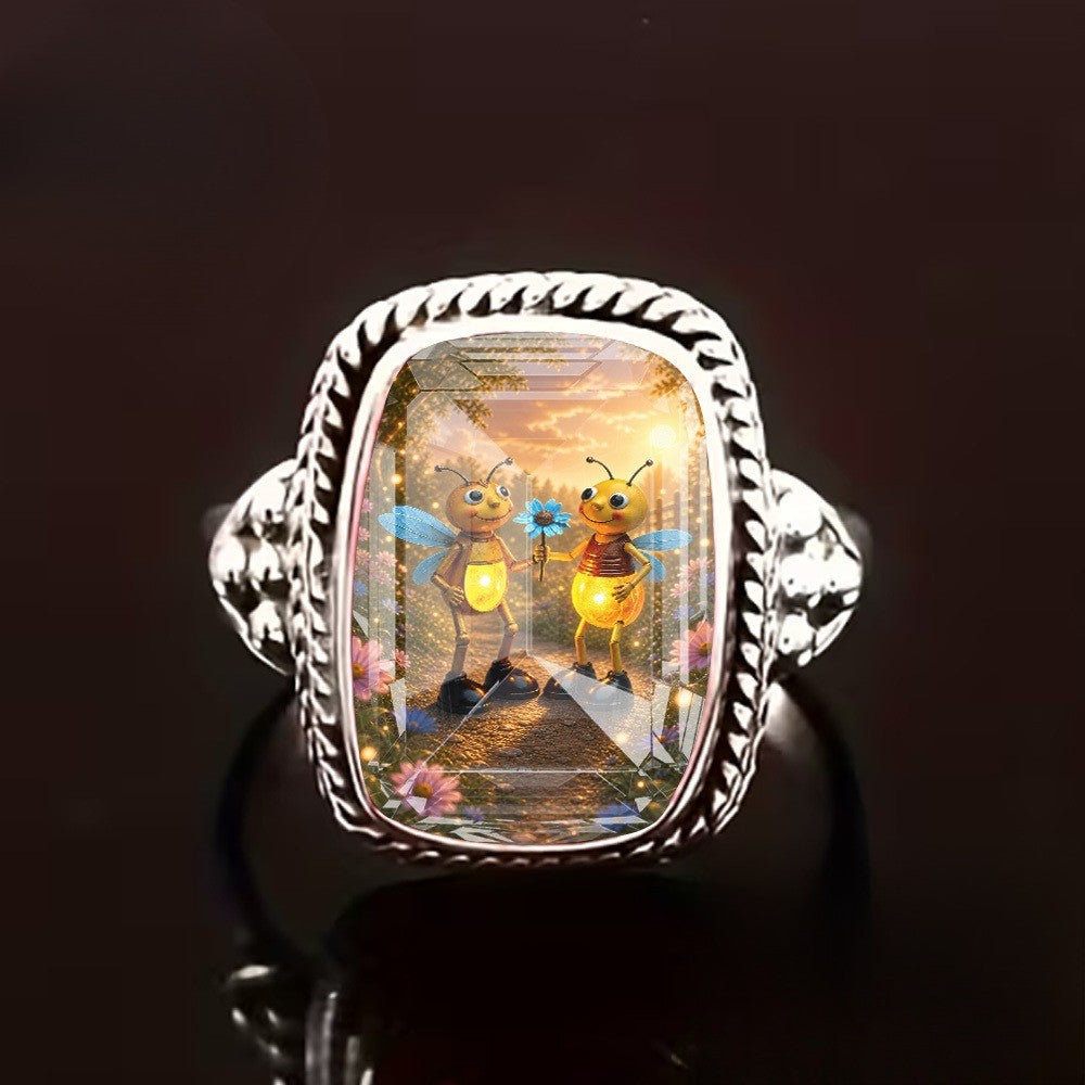 Garden Bee Square Ring