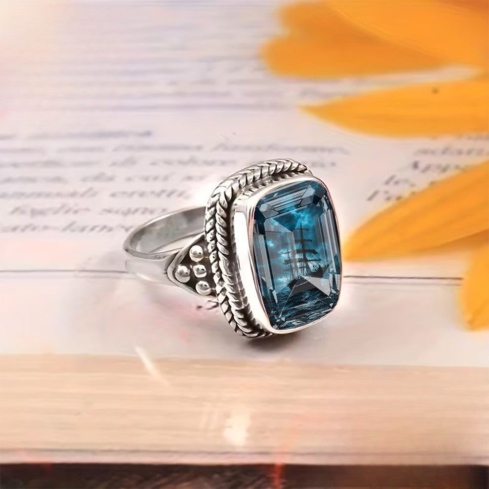 Blue Sailboat Rectangular Ring