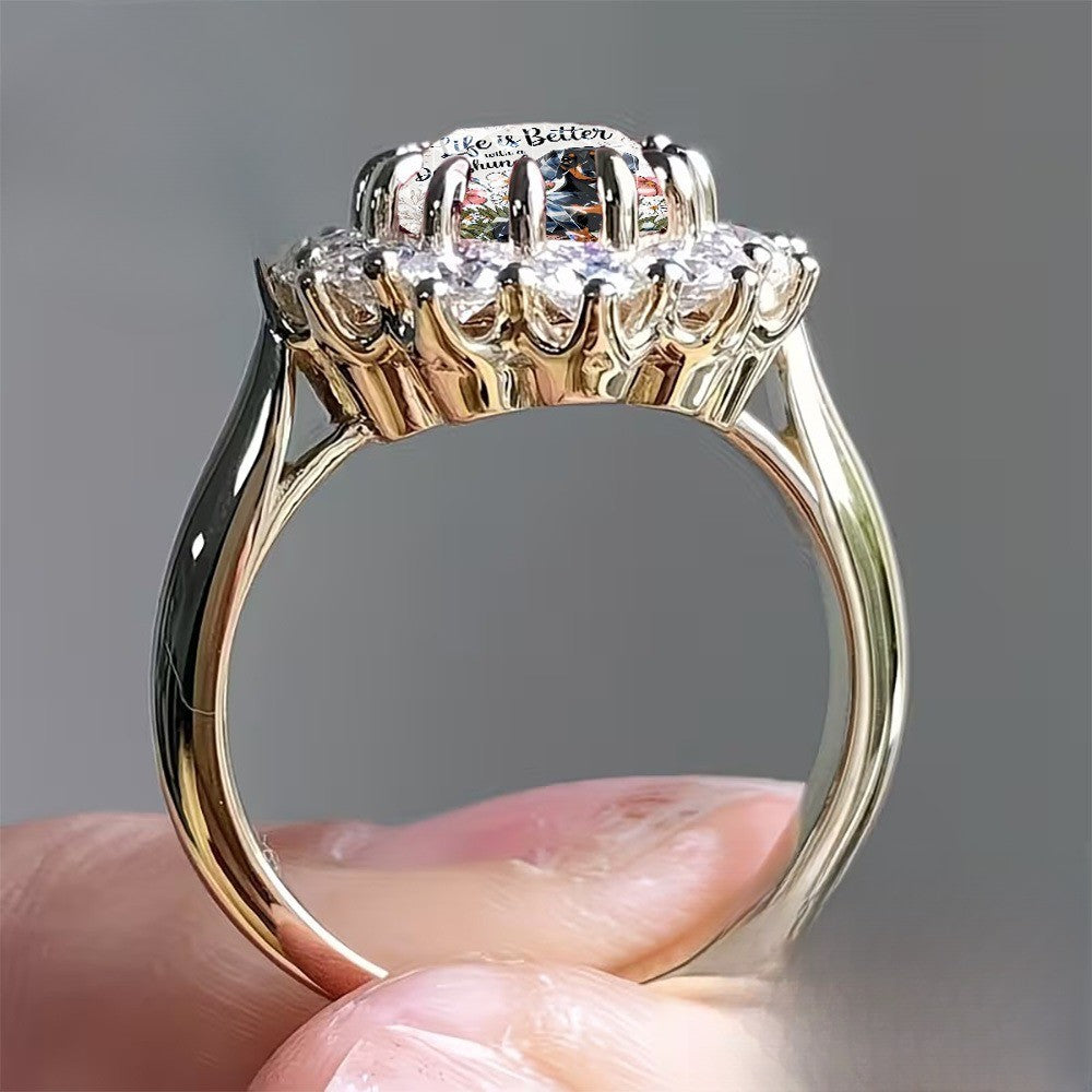 Dachshund Crystal Statement Ring