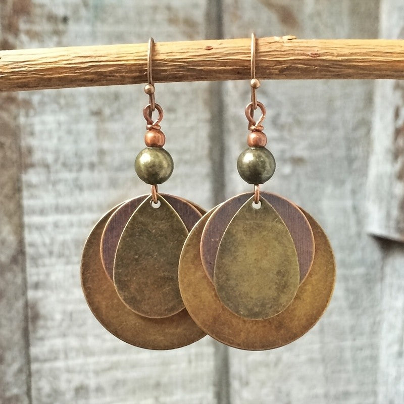 Distressed Tricolor Disc Earrings