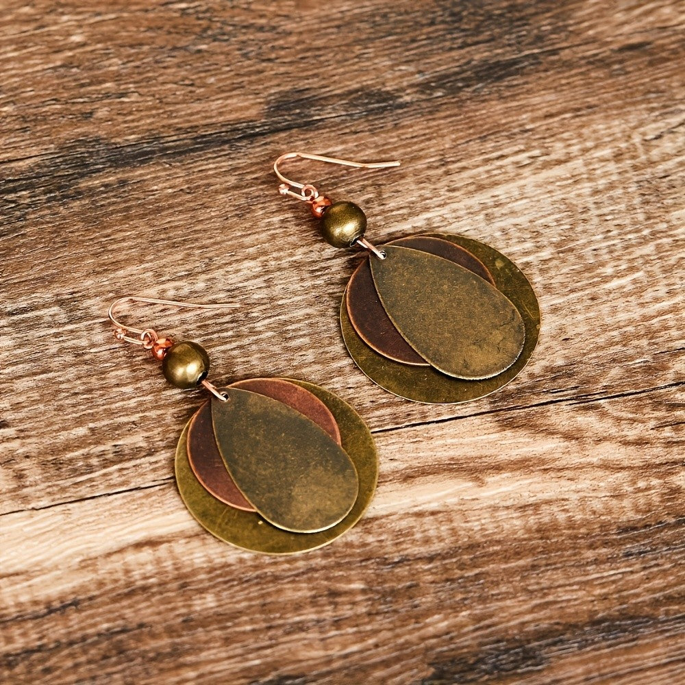 Distressed Tricolor Disc Earrings
