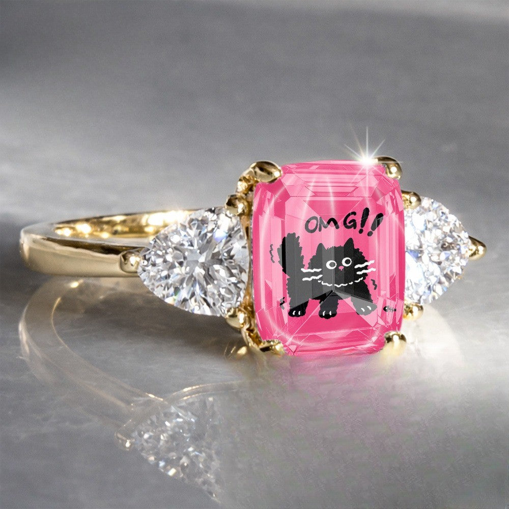 Pink Cat Statement Ring