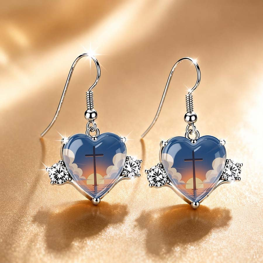Sunset Sky Heart Dangle Earrings