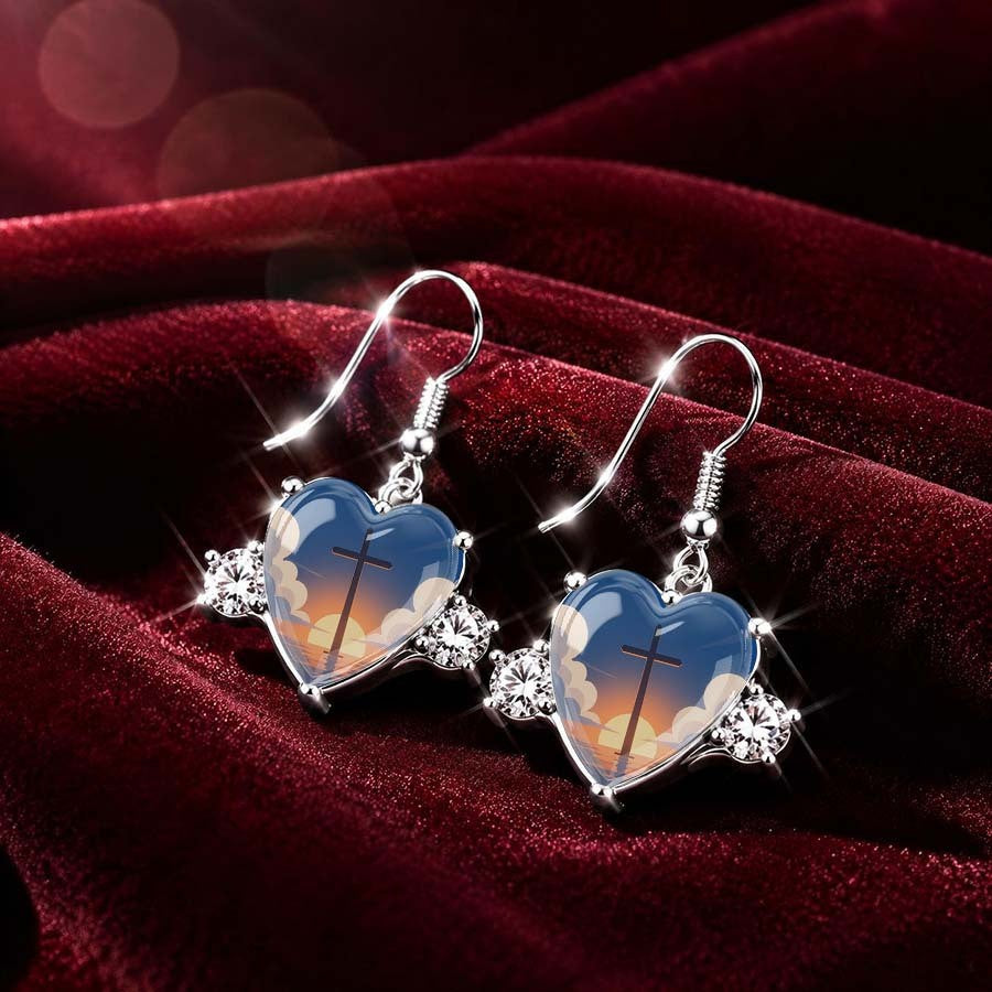 Sunset Sky Heart Dangle Earrings