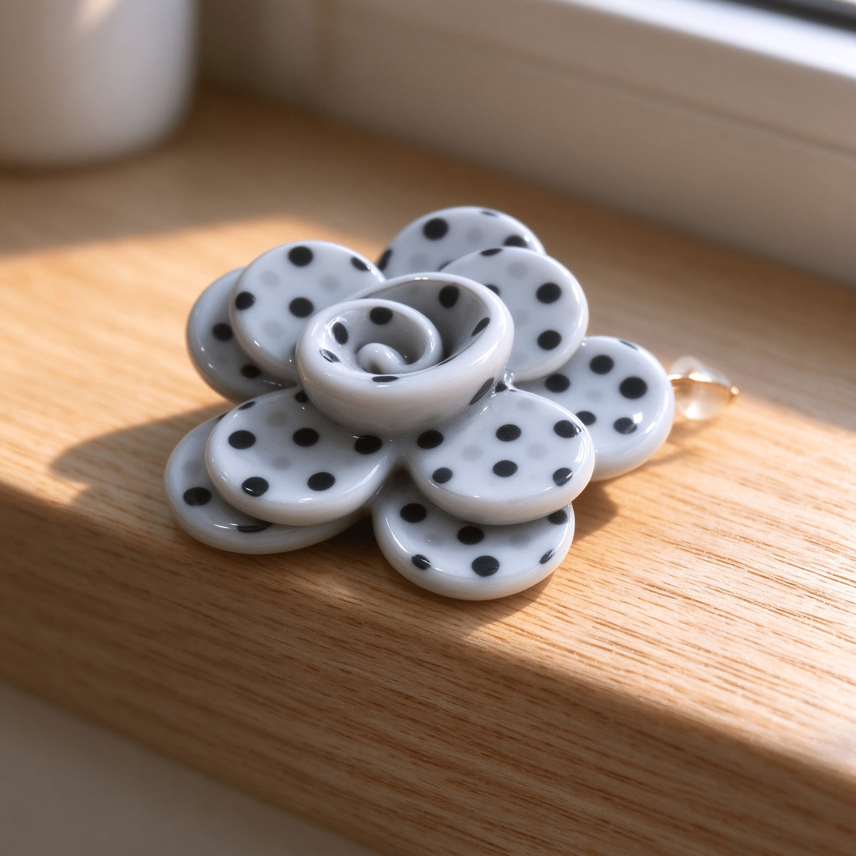 Polka Dot Flower & Geometric Drop Earrings