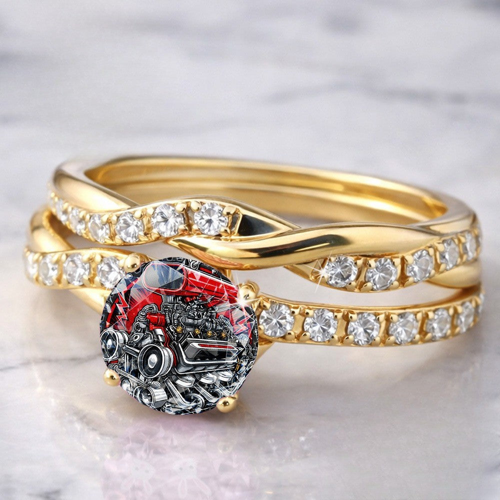 Red Engine Twisted Ring
