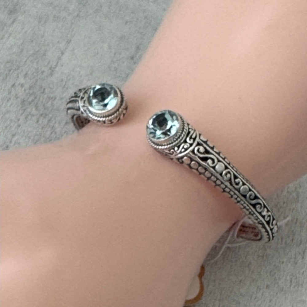 Blue Stone Scroll Cuff Bracelet