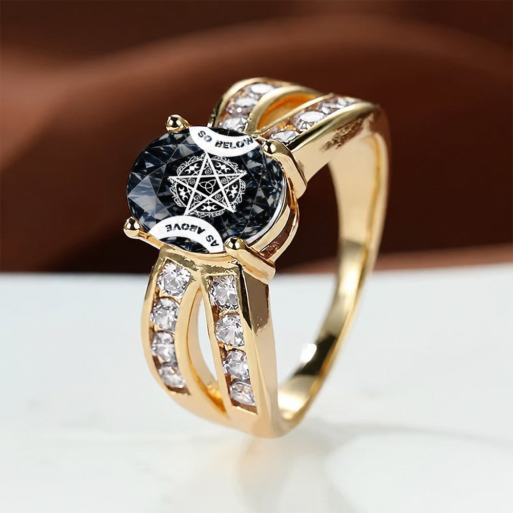 Black Pentagram Statement Ring