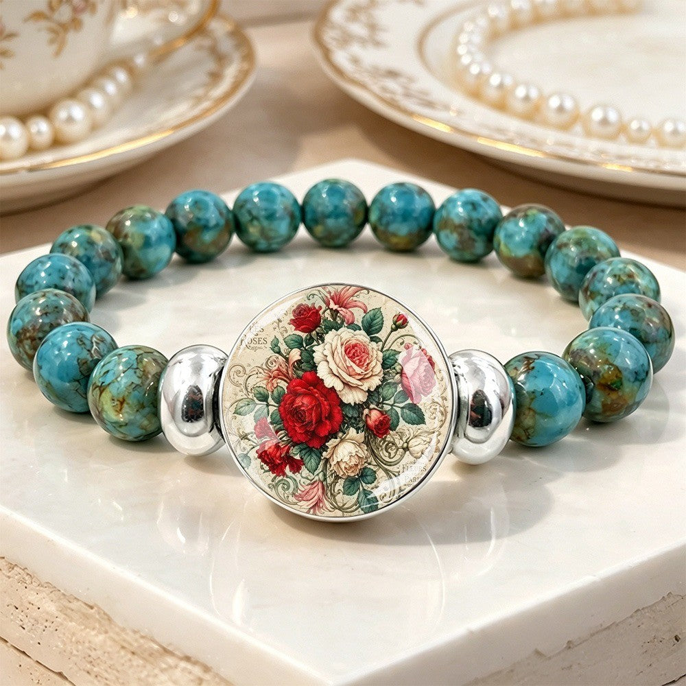 Turquoise Rose Bouquet Bracelet