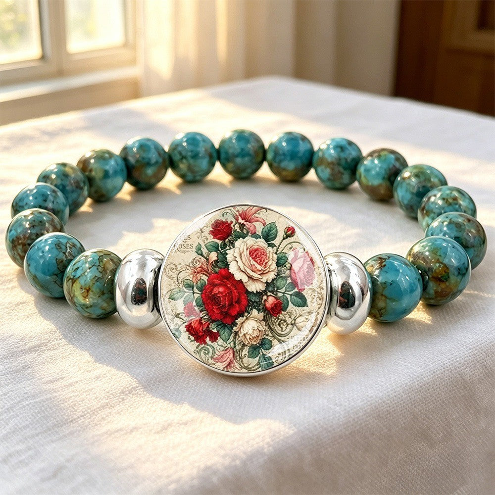 Turquoise Rose Bouquet Bracelet