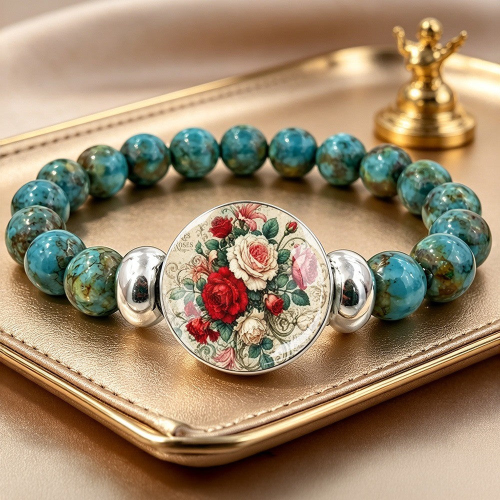 Turquoise Rose Bouquet Bracelet