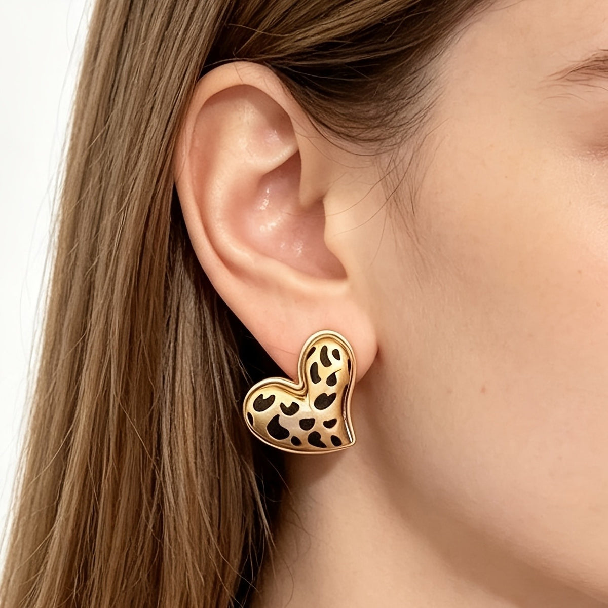 Leopard Teardrop Stud Earrings