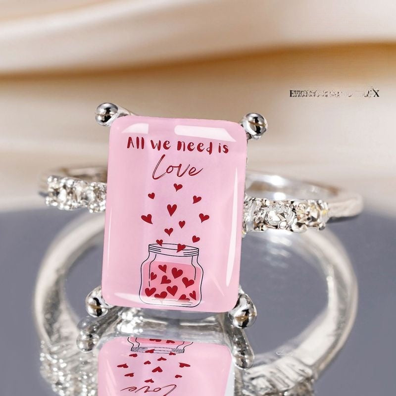 Pink Love Jar Statement Ring
