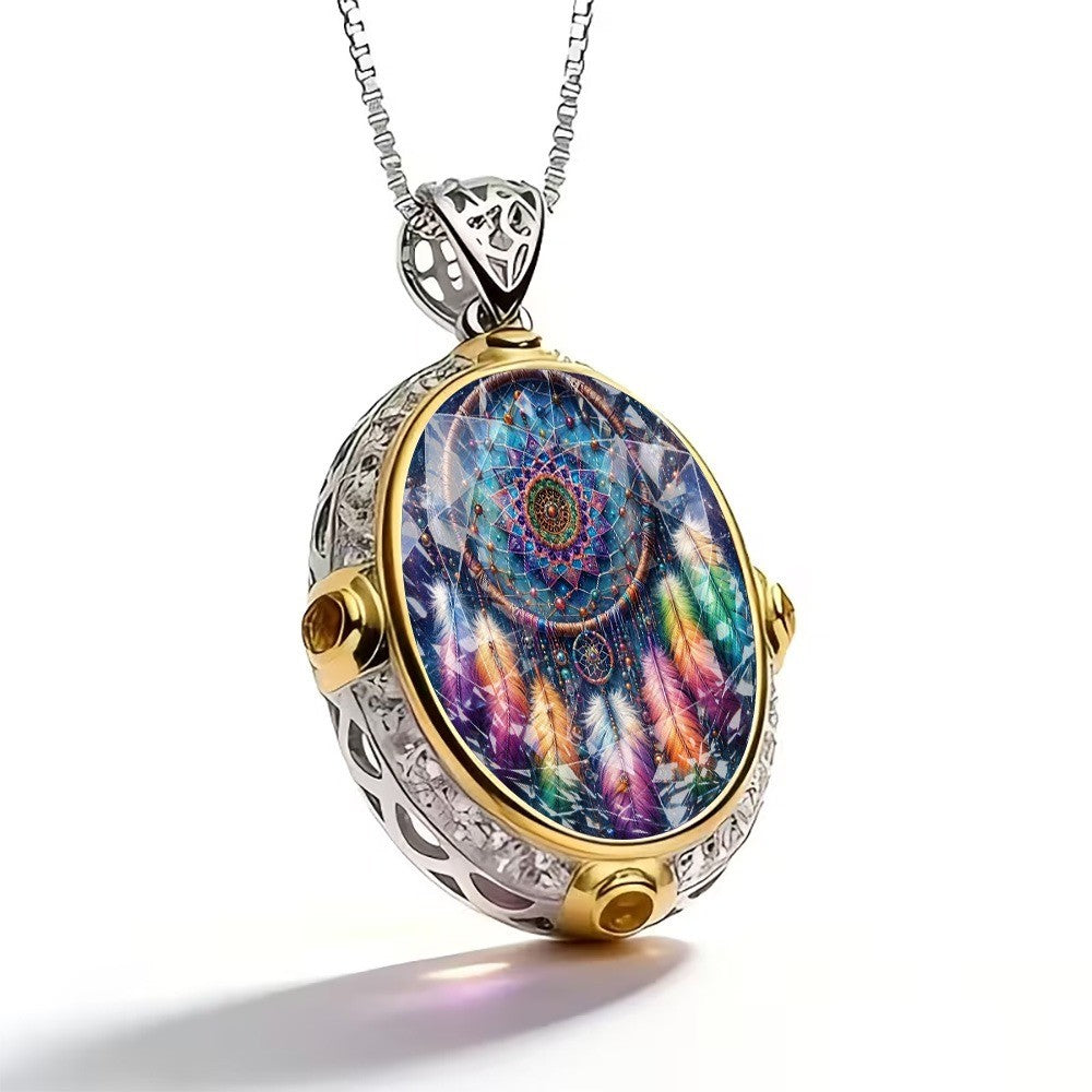 Colorful Dreamcatcher Oval Necklace