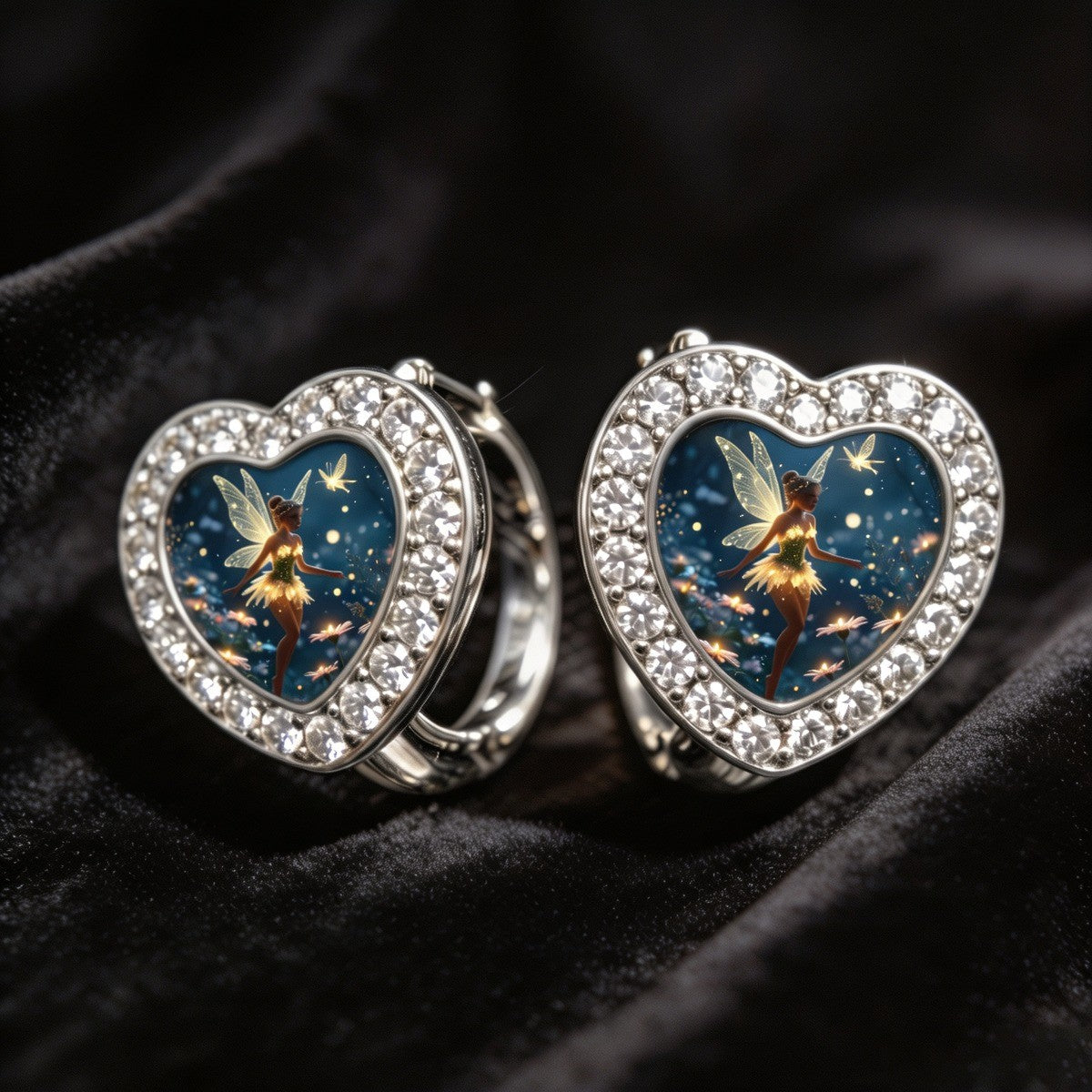 Crystal Fairy Heart Hoop Earrings