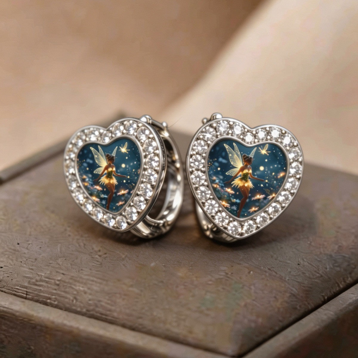 Crystal Fairy Heart Hoop Earrings