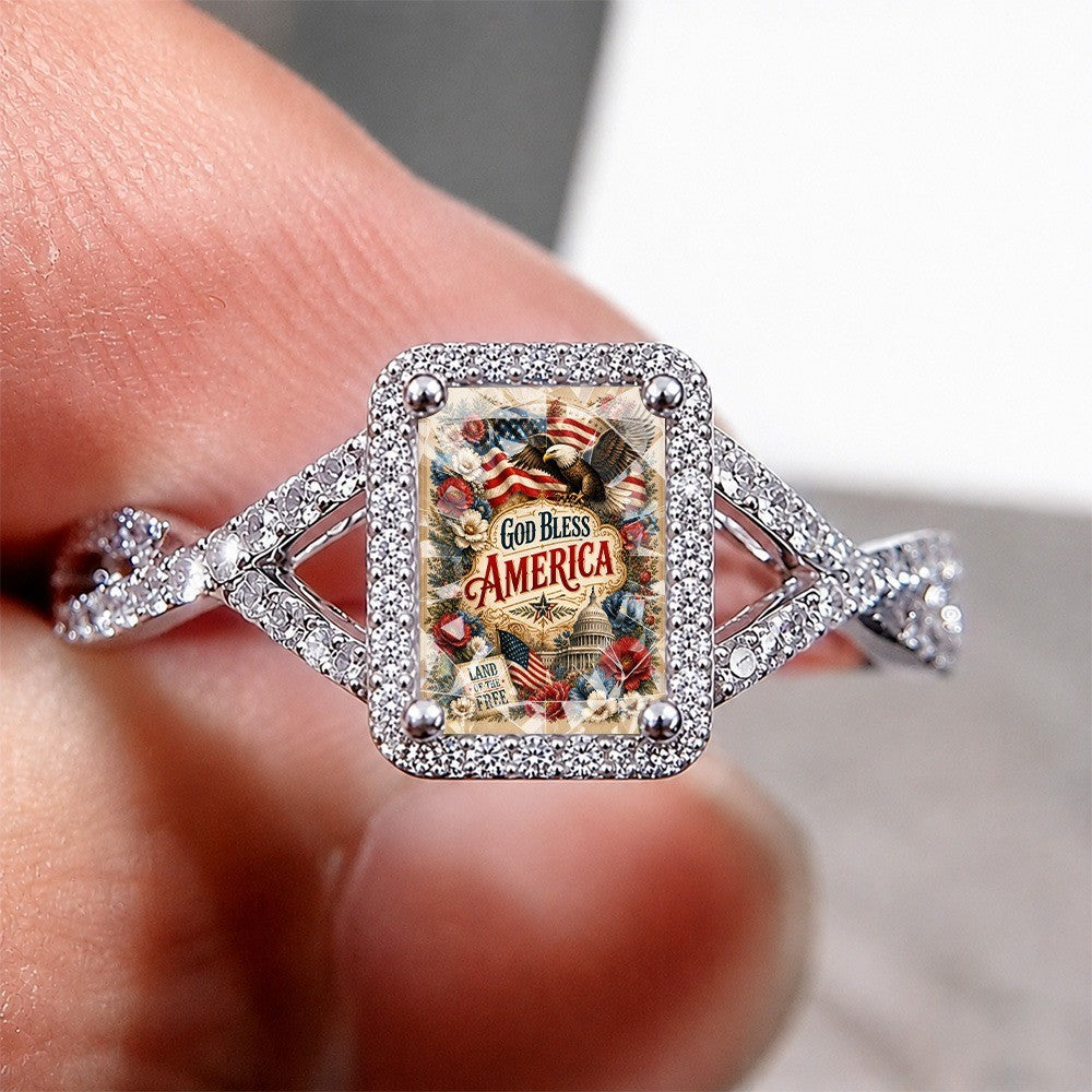 Patriotic God Bless America Square Ring