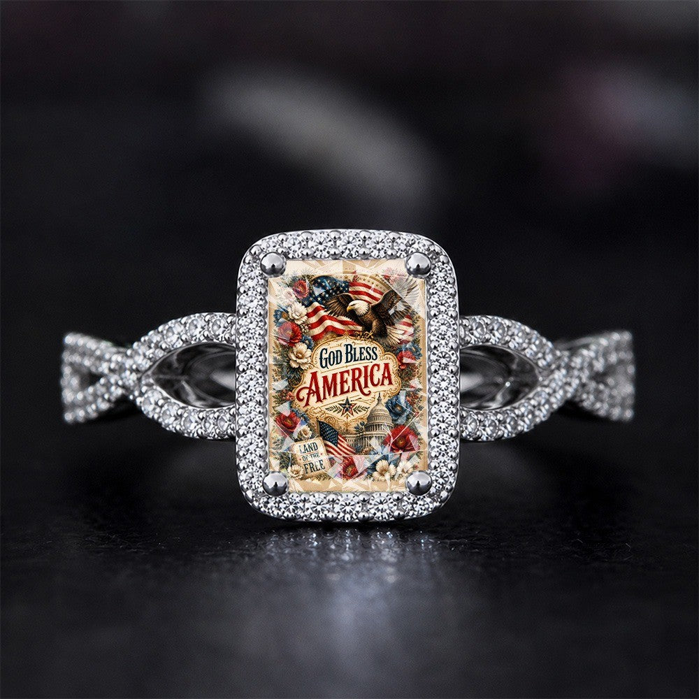 Patriotic God Bless America Square Ring