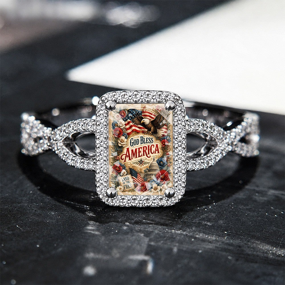 Patriotic God Bless America Square Ring