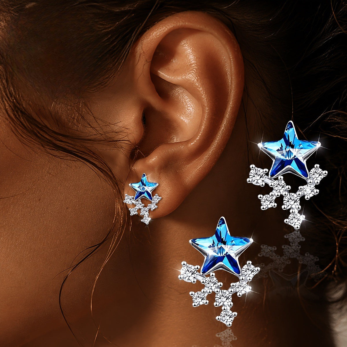 Blue Star Crystal Earrings